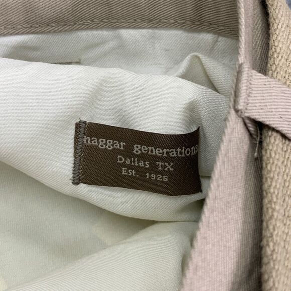 Haggar Pants Mens 38 Classic Fit Pleated Belted Straight Flat Front Non Iron New - Picture 3 of 12